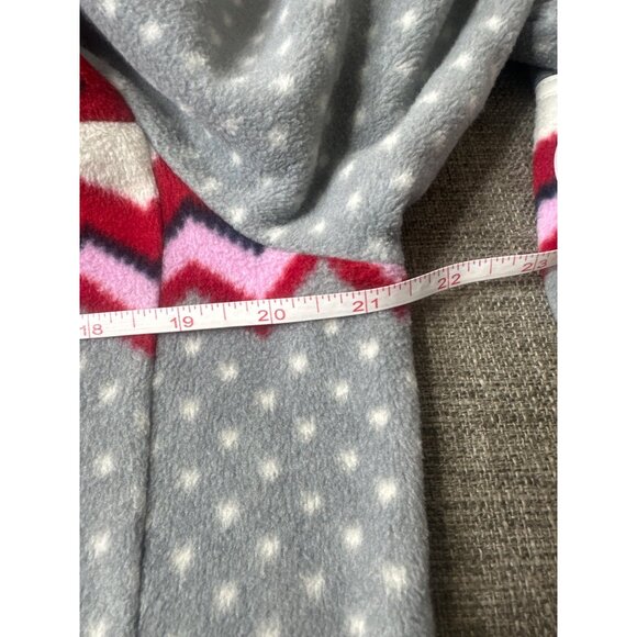 Talbots Womens Fleece Zip-Up Jacket Chevron Polka Dot Pattern Size L Gray Red - Picture 6 of 7